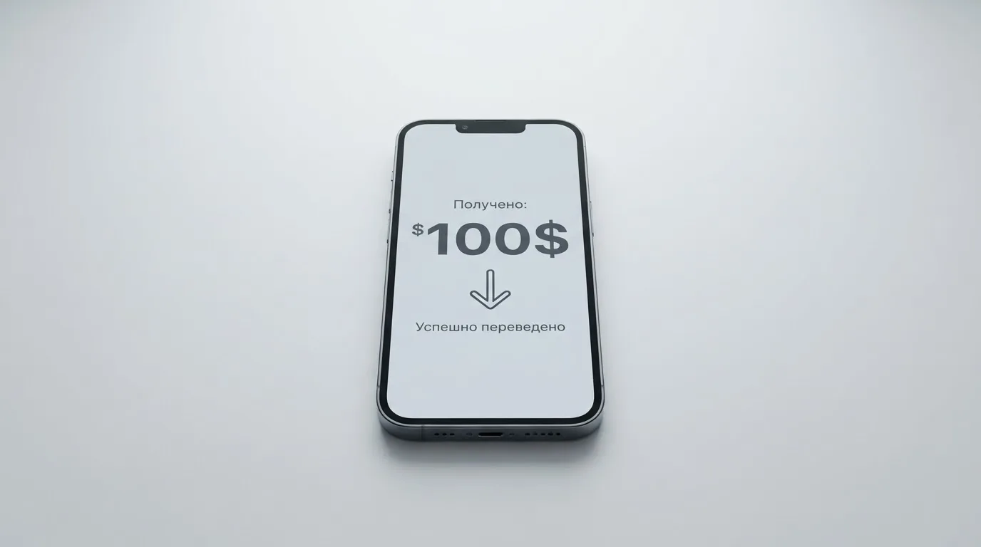 Телефон с экраном перевода стейблкоина