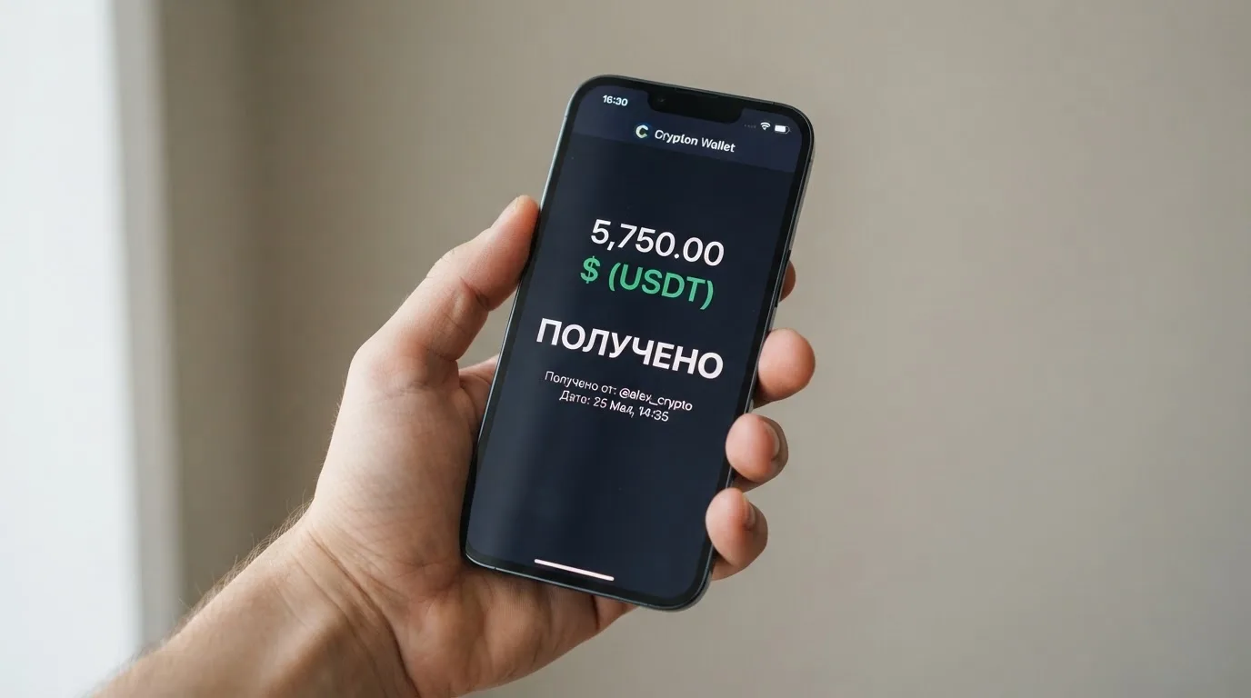 Телефон с экраном перевода стейблкоина
