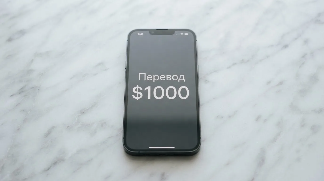 Телефон с экраном перевода стейблкоина
