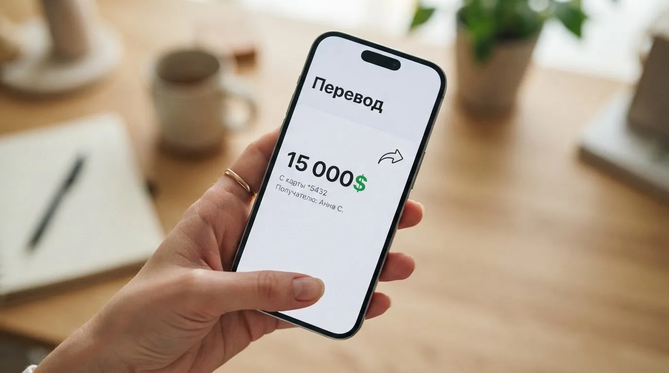 Телефон с экраном перевода стейблкоина