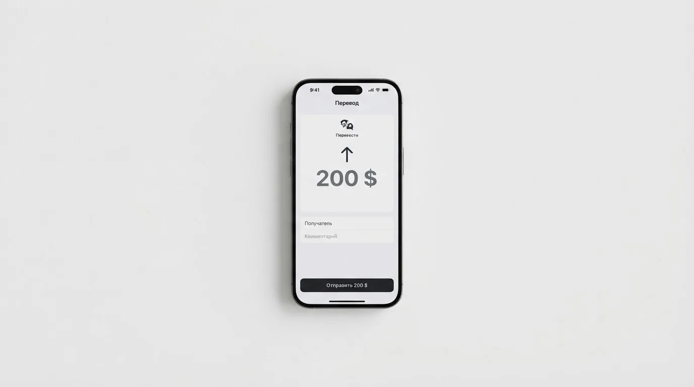 Телефон с экраном перевода стейблкоина